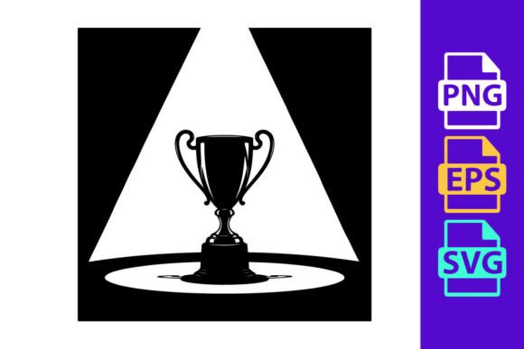 A Shining Trophy Cup on a Pedestal Under