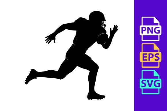 American Football Player Running with Ball: Dynamic Vector Design