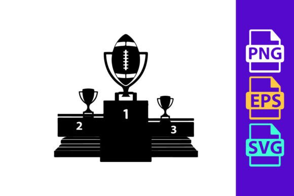 American Football Trophy and Podium Illu: Bold Vectors for Champions