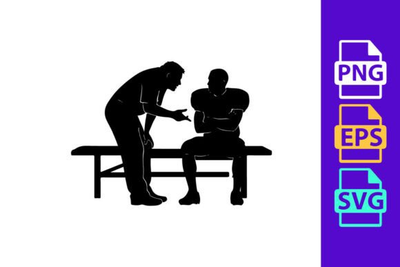 Coach and Player Silhouette: Dynamic Vector Art for Sports Designs