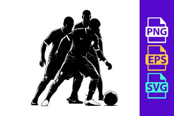 Dynamic Energy: The Silhouette of Three Soccer Players in AC