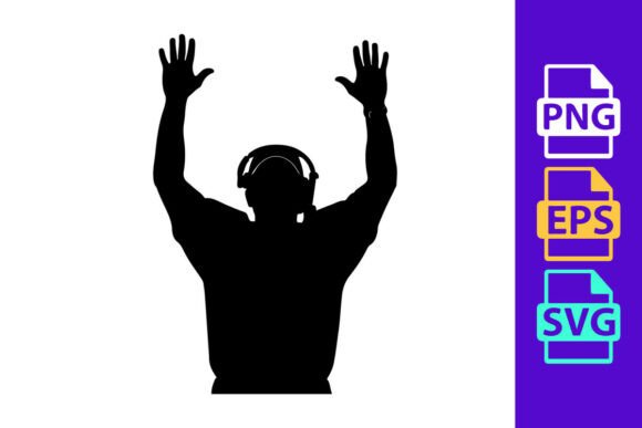 Silhouette of a Man Wearing Headphones W: A Design Asset for Motion and Energy
