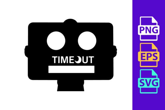 Timeout Error Robot Face Icon: A Playful Vector Asset