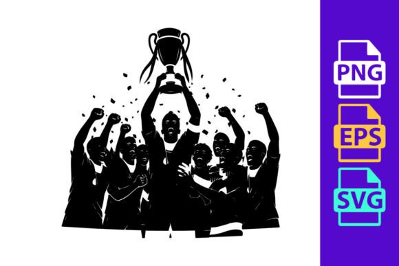 Triumphant Team Celebrates Victory with Dynamic Design